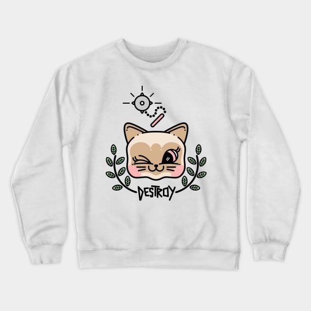 Destroy kitty Crewneck Sweatshirt by cunchun